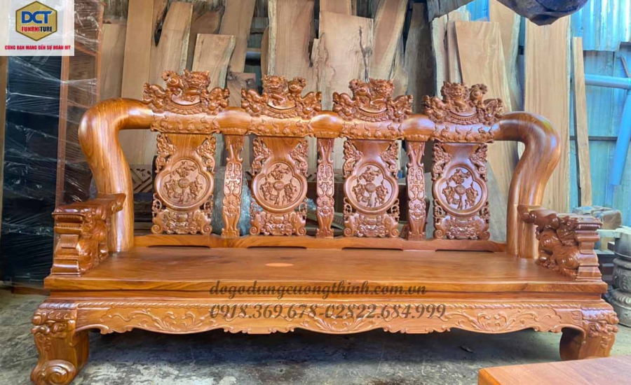 salon phòng khách gỗ gõ đỏ